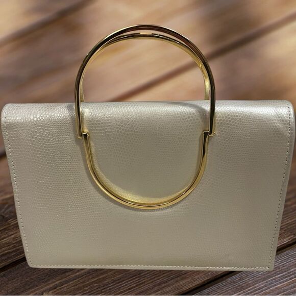 Y&S Ivory with Gold Tone Chain Shoulder Cross Body Clutch Bag - Picture 4 of 15